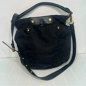 Marc By Marc Jacobs  Preppy Black Nylon Hobo Crossbody Handbag‎ Gold Hardware